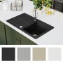 Küchenspüle aus Granit mit schwarzer Schüssel und Abtropffläche von vidaXL, Sinkt - Ref: Foro24-141669, Preis: 181,81 €, Raba...