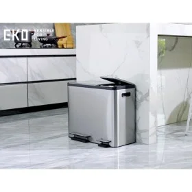 EKO Cubo de pedal EcoCasa 30+15 L plateado mate by EKO, Waste containers - Ref: Foro24-440010, Price: 152,23 €, Discount: %