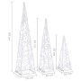 Set cono luz LED decorativo acrílico blanco frío 30/45/60cm