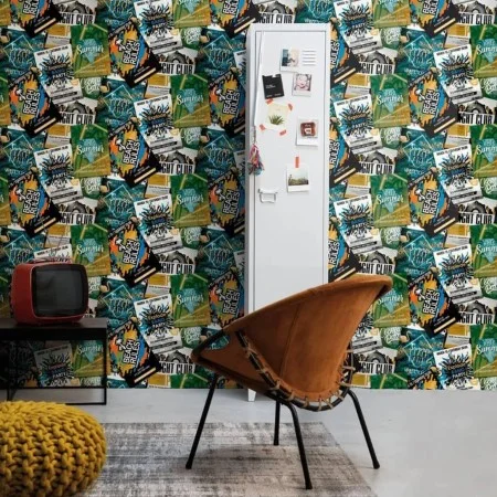 Good Vibes Green and orange Club Posters wall paper by Noordwand, Painted paper - Ref: Foro24-440424, Price: 26,46 €, Discoun...