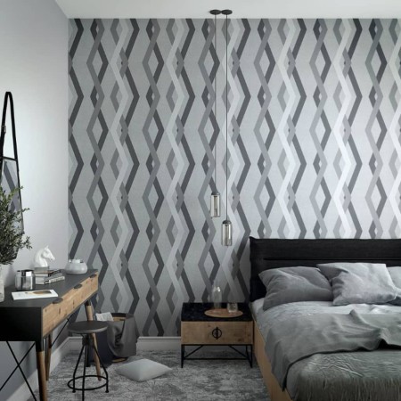 Topchic Gray and Black Graphic Lines Diamondss Wallpaper by Noordwand, Painted paper - Ref: Foro24-440464, Price: 20,36 €, Di...
