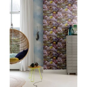 Good Vibes Papel de pared Coral and Tropical Fish amarillo y