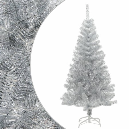 Árbol de Navidad artificial con soporte plateado PET 120 cm