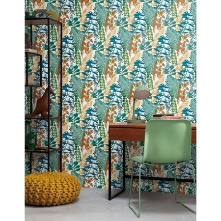 Good Vibes Tapete mit großen blauen und grünen Blättern von Noordwand, Bemaltes Papier - Ref: Foro24-440439, Preis: 27,53 €, ...