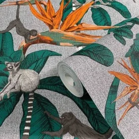 Topchic Tapete mit grünen und grauen Affen-Dschungelblättern von Noordwand, Bemaltes Papier - Ref: Foro24-440460, Preis: 25,1...