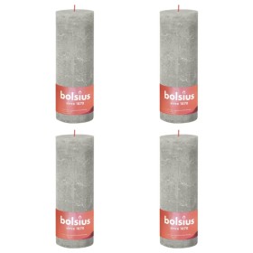 Bolsius Velas rústicas Shine 4 unidades gris arena 190x68 mm