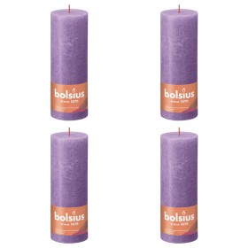 Bolsius Velas rústicas Shine 4 unidades violeta vibrante 190x68