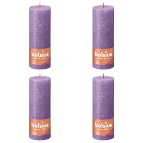 Bolsius Velas rústicas Shine 4 unidades violeta vibrante 190x68