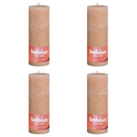 Bolsius Velas rústicas Shine 4 unidades rosa brumoso 190x68 mm