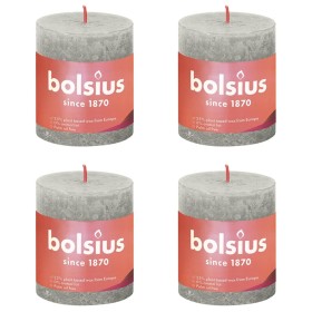 Bolsius Velas rústicas Shine 4 unidades gris arena 80x68 mm