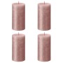 Bolsius Velas rústicas Shimmer 4 unidades rosa 130x68 mm