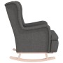 Sillón con patas mecedoras madera caucho terciopelo gris oscuro