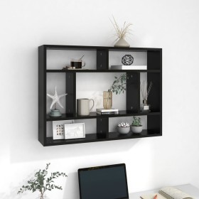 Black plywood wall shelf 75x16x55 cm by vidaXL, Shelves and shelves - Ref: Foro24-803003, Price: 35,99 €, Discount: %