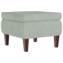 Taburete con patas de madera terciopelo gris claro