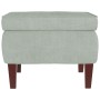 Taburete con patas de madera terciopelo gris claro