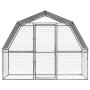 Jaula para perros con techo y puerta acero galvanizado plateado