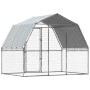 Jaula para perros con techo y puerta acero galvanizado plateado