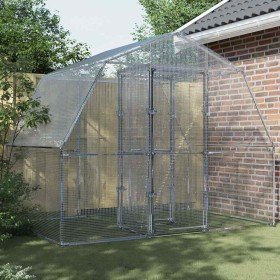 Jaula para pájaros con puerta acero galvanizado plateado