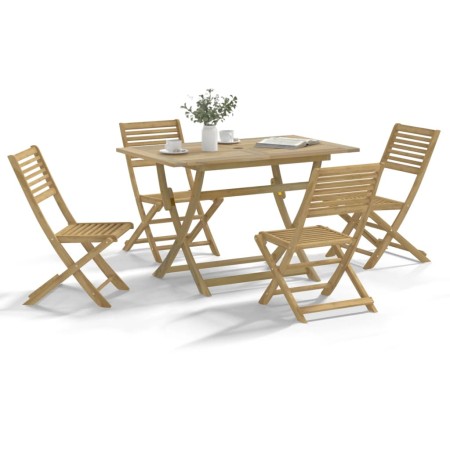 Juego de comedor de jardín 5 piezas madera maciza de acacia
