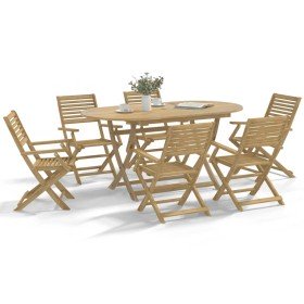 Juego de comedor para jardín 7 piezas madera maciza acacia Juego de comedor para jardín 7 piezas madera maciza acacia