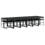 Set comedor de jardín con cojines 13 pzas ratán sintético negro