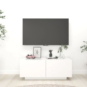 Fernsehmöbel aus weiß glänzendem Sperrholz 100x35x40 cm von vidaXL, TV-Möbel - Ref: Foro24-804442, Preis: 98,91 €, Rabatt: %