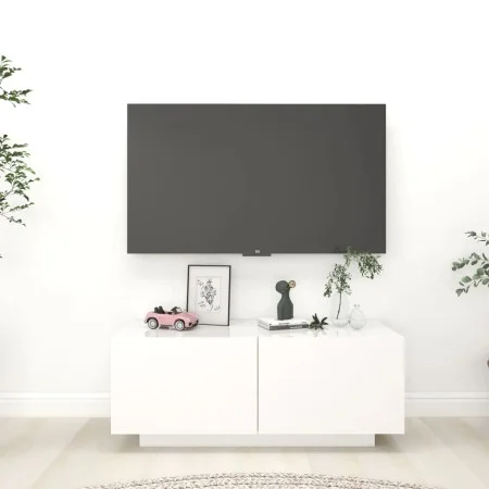 Fernsehmöbel aus weiß glänzendem Sperrholz 100x35x40 cm von vidaXL, TV-Möbel - Ref: Foro24-804442, Preis: 96,84 €, Rabatt: %
