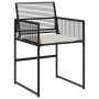 Set de comedor jardín 11 pzas con cojines ratán sintético negro