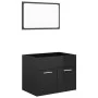 2-teiliges Badmöbel-Set aus schwarz glänzendem Holzwerkstoff von vidaXL, Badezimmermöbel - Ref: Foro24-804789, Preis: 50,81 €...