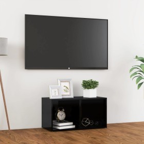 Mueble para TV madera contrachapada negro brillo 72x35x36,5 cm