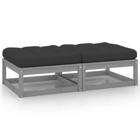 Garden stools with cushions 2 pcs solid gray pine wood by vidaXL, Modular outdoor sofas - Ref: Foro24-805742, Price: 110,30 €...
