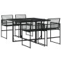 Juego de comedor de jardín 5 piezas ratán sintético negro