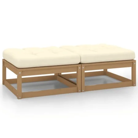 Gartenhocker mit Kissen 2 Stück honigbraunes Kiefernholz von vidaXL, Modulare Sofas für den Außenbereich - Ref: Foro24-805743...