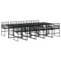 Set de comedor de jardín 11 pzas ratán sintético negro