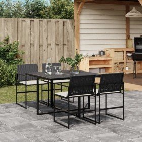 Set de muebles jardín 5 pzas con cojines ratán sintético negro Set de muebles jardín 5 pzas con cojines ratán sintético negro