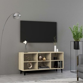 Mueble de TV con patas metal color roble Sonoma 103,5x30x50 cm