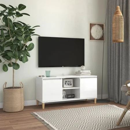 TV-Schrank, Beine aus weißem Kiefernholz mit Glanz, 103,5 x 35 x 50 cm von vidaXL, TV-Möbel - Ref: Foro24-805965, Preis: 68,3...