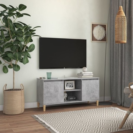 TV-Schrank, Beine aus Massivholz, betongrau, 103,5 x 35 x 50 cm von vidaXL, TV-Möbel - Ref: Foro24-805963, Preis: 58,60 €, Ra...