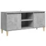 Mueble de TV patas madera maciza gris hormigón 103,5x35x50 cm de vidaXL, Muebles TV - Ref: Foro24-805963, Precio: 57,85 €, De...