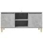 Mueble de TV patas madera maciza gris hormigón 103,5x35x50 cm de vidaXL, Muebles TV - Ref: Foro24-805963, Precio: 57,85 €, De...