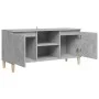 Mueble de TV patas madera maciza gris hormigón 103,5x35x50 cm de vidaXL, Muebles TV - Ref: Foro24-805963, Precio: 57,85 €, De...