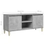 Mueble de TV patas madera maciza gris hormigón 103,5x35x50 cm de vidaXL, Muebles TV - Ref: Foro24-805963, Precio: 57,85 €, De...