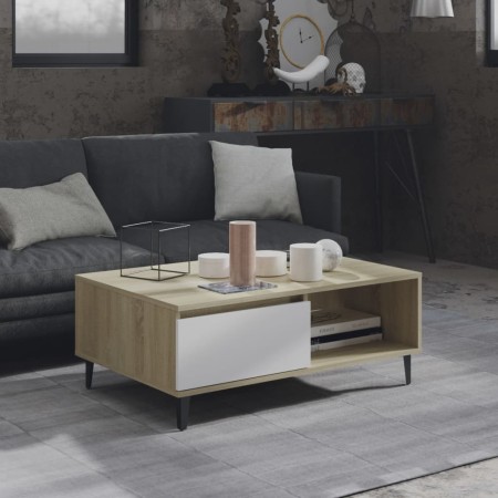 Couchtisch aus Sperrholz in Weiß und Eiche, 90 x 60 x 35 cm von vidaXL, Couchtisch - Ref: Foro24-806009, Preis: 65,78 €, Raba...