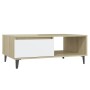 Couchtisch aus Sperrholz in Weiß und Eiche, 90 x 60 x 35 cm von vidaXL, Couchtisch - Ref: Foro24-806009, Preis: 65,78 €, Raba...