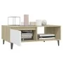 Couchtisch aus Sperrholz in Weiß und Eiche, 90 x 60 x 35 cm von vidaXL, Couchtisch - Ref: Foro24-806009, Preis: 64,49 €, Raba...
