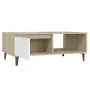 Couchtisch aus Sperrholz in Weiß und Eiche, 90 x 60 x 35 cm von vidaXL, Couchtisch - Ref: Foro24-806009, Preis: 64,49 €, Raba...