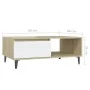 Couchtisch aus Sperrholz in Weiß und Eiche, 90 x 60 x 35 cm von vidaXL, Couchtisch - Ref: Foro24-806009, Preis: 64,49 €, Raba...