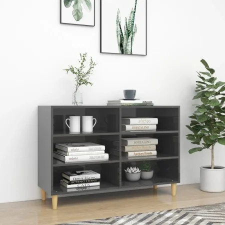 Hochglanz grauer Sperrholz-Sideboard 103,5x35x70 cm von vidaXL, Schließfächer und Lagerschränke - Ref: Foro24-806039, Preis: ...