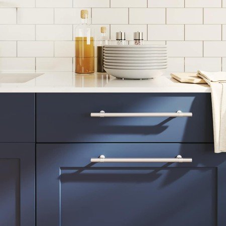 Tiradores para armarios 5 uds acero inoxidable plateado 224 mm