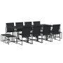 Juego de comedor de jardín 13 piezas textileno negro
